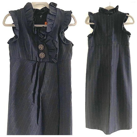 Voom by Joy Han Gray Pinstripe Midi Dress Size M - Picture 1 of 12